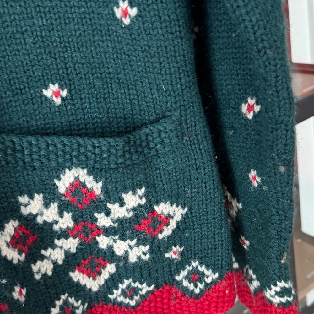 Vintage Ralph Lauren Hand Knit Wool Fur Collar Reindeer Christmas Sweater zipup - Picture 11 of 14